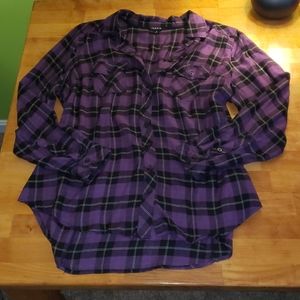 Torrid purple plaid button down shirt